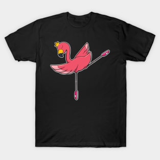 Flamingo as Ballerina at Ballet with Crown T-Shirt